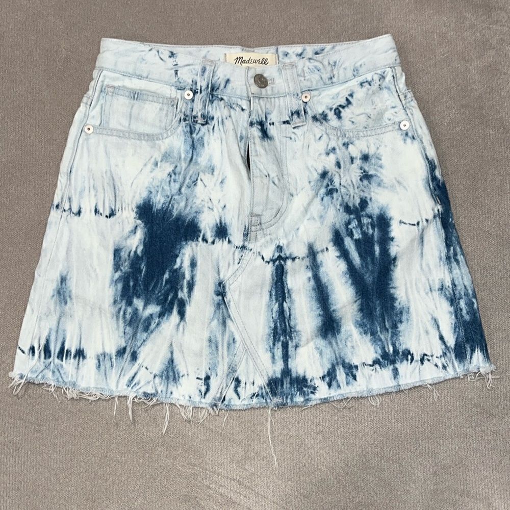 Madewell acid wash jean skirt
